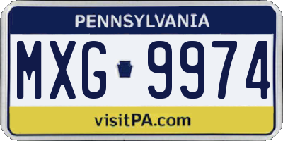 PA license plate MXG9974