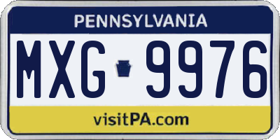 PA license plate MXG9976