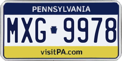 PA license plate MXG9978