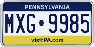 PA license plate MXG9985