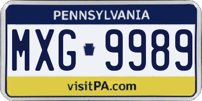 PA license plate MXG9989