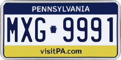 PA license plate MXG9991