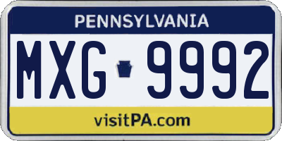 PA license plate MXG9992