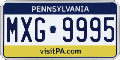 PA license plate MXG9995