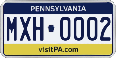 PA license plate MXH0002