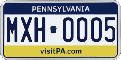 PA license plate MXH0005