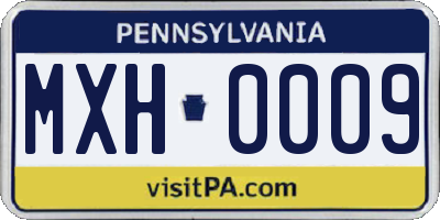 PA license plate MXH0009