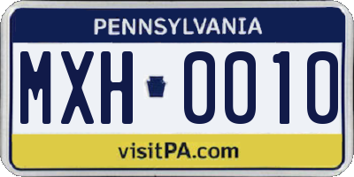 PA license plate MXH0010