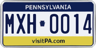 PA license plate MXH0014