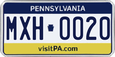 PA license plate MXH0020