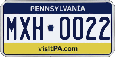 PA license plate MXH0022