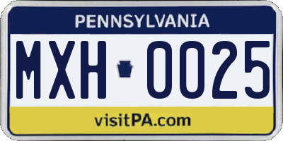 PA license plate MXH0025