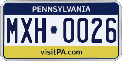 PA license plate MXH0026