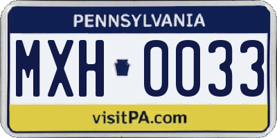 PA license plate MXH0033