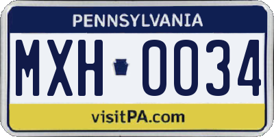 PA license plate MXH0034