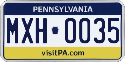 PA license plate MXH0035