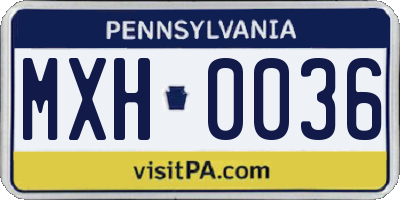 PA license plate MXH0036