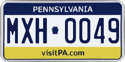 PA license plate MXH0049