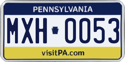 PA license plate MXH0053