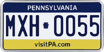 PA license plate MXH0055