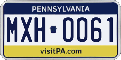 PA license plate MXH0061