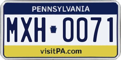 PA license plate MXH0071