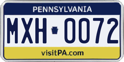 PA license plate MXH0072