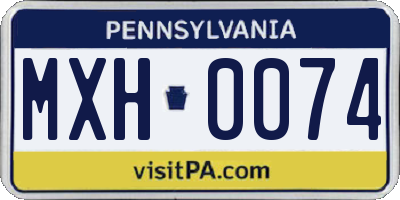 PA license plate MXH0074