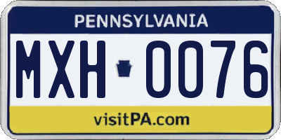 PA license plate MXH0076