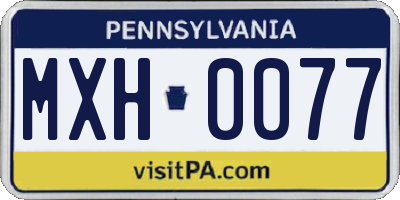 PA license plate MXH0077