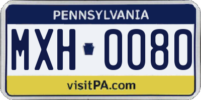 PA license plate MXH0080