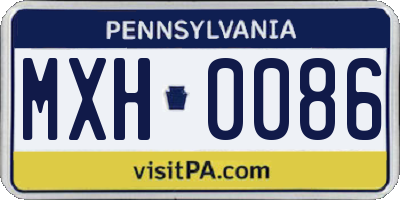 PA license plate MXH0086