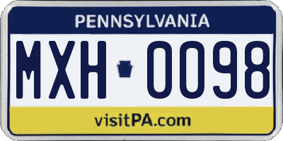PA license plate MXH0098