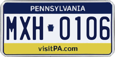 PA license plate MXH0106