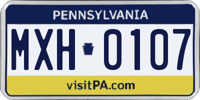 PA license plate MXH0107