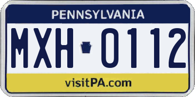PA license plate MXH0112