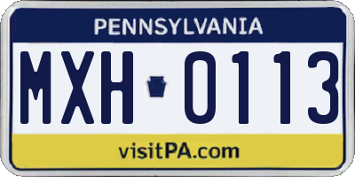 PA license plate MXH0113