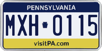 PA license plate MXH0115