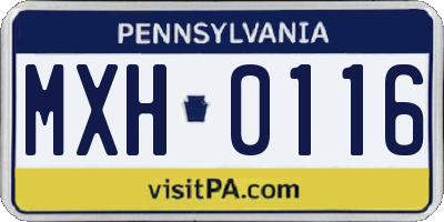 PA license plate MXH0116