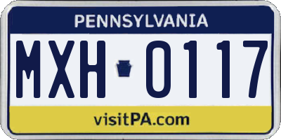 PA license plate MXH0117