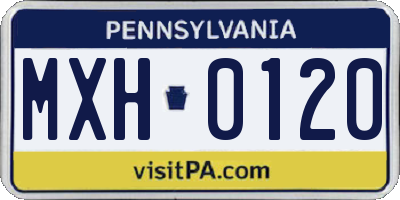 PA license plate MXH0120
