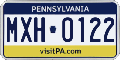 PA license plate MXH0122