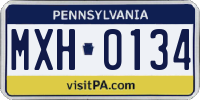 PA license plate MXH0134