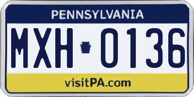 PA license plate MXH0136