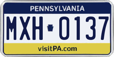 PA license plate MXH0137
