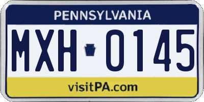 PA license plate MXH0145