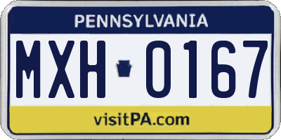 PA license plate MXH0167