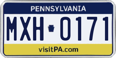 PA license plate MXH0171