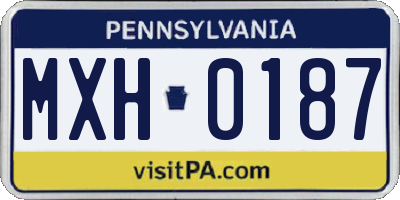 PA license plate MXH0187