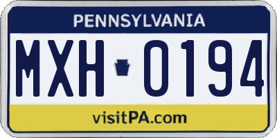 PA license plate MXH0194